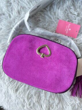 Kate Spade Kourtney Camera Bag Purple Suede Leather NWT Rare Color-Never Used